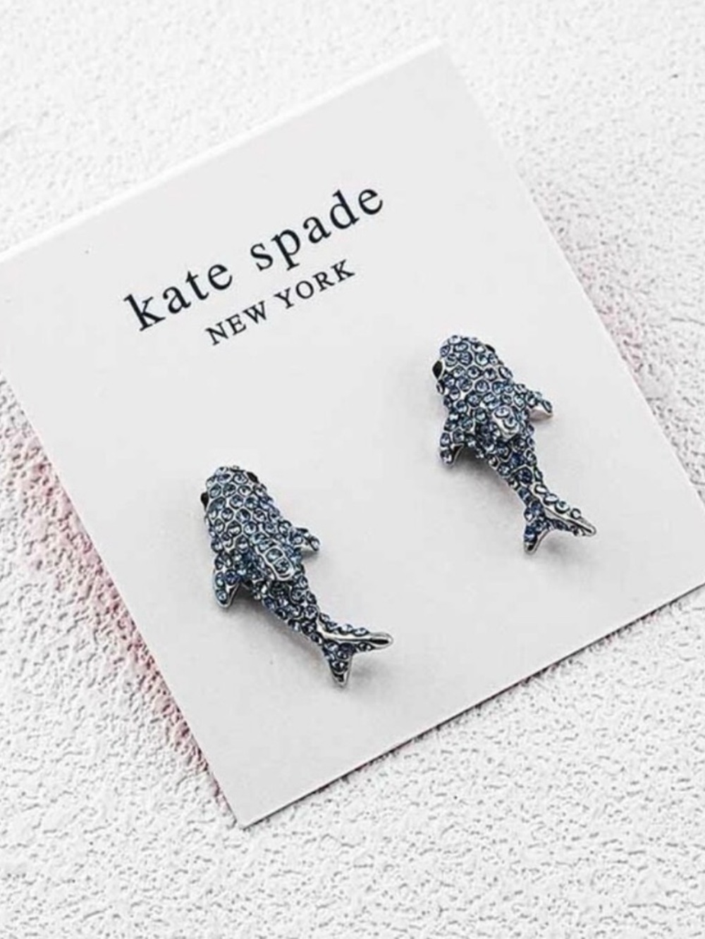 Kate Spade Calitornia Dreaming Pave Shark Stud Earrings NWT!